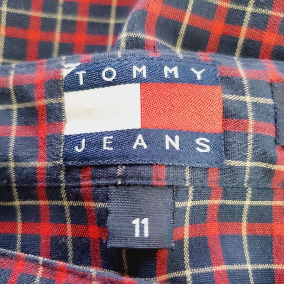 Vintage Y2K 2001 Tommy Jeans Plaid Pleated Mini Skirt Jr Size 11 - Picture 6 of 7